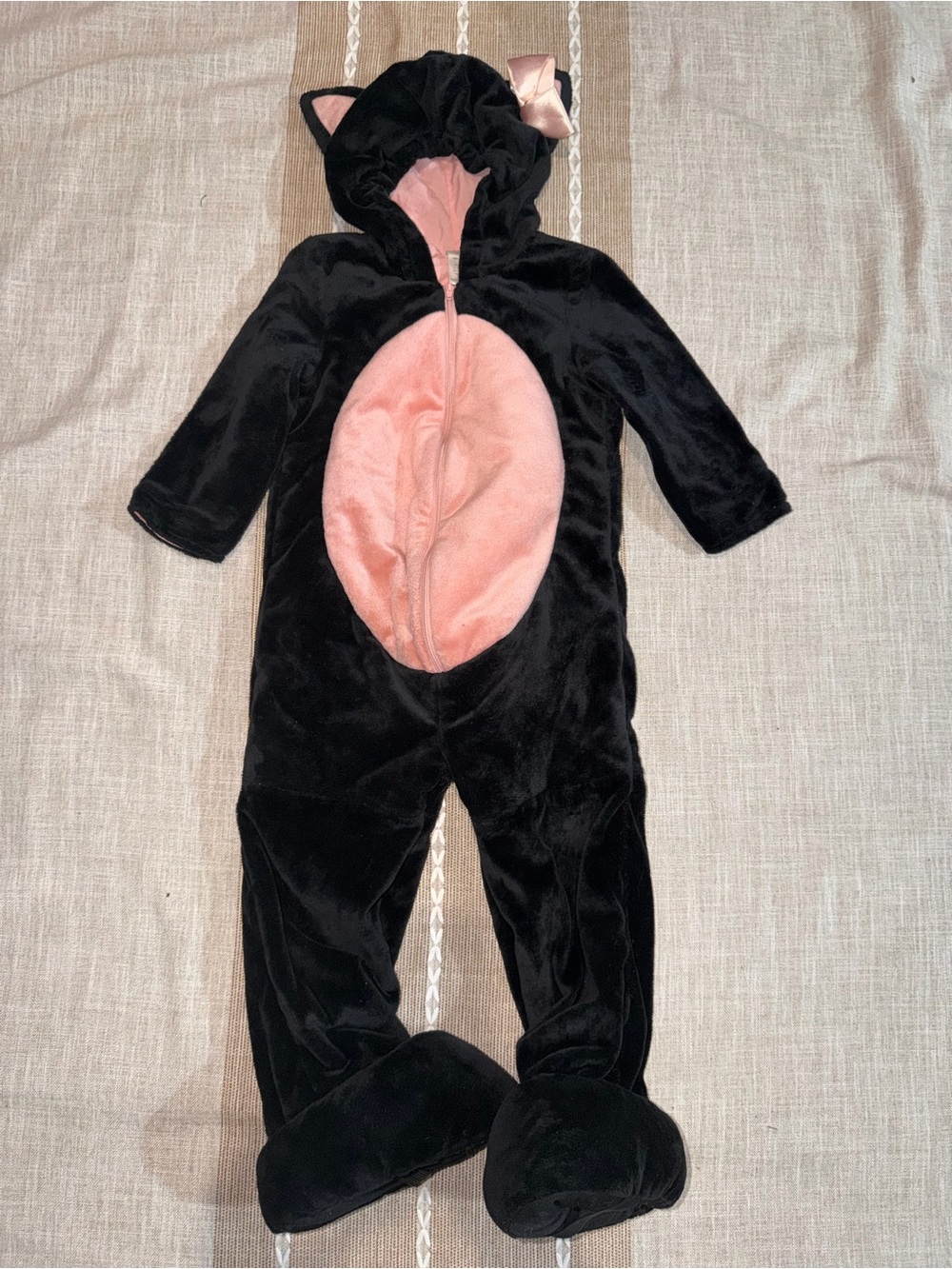 Gymboree Black and Pink Plush Cat Hoodie One-Piece Costume